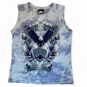 VINTAGE Harley-Davidson Blue Tie-Dye Tank Top 2005 XL